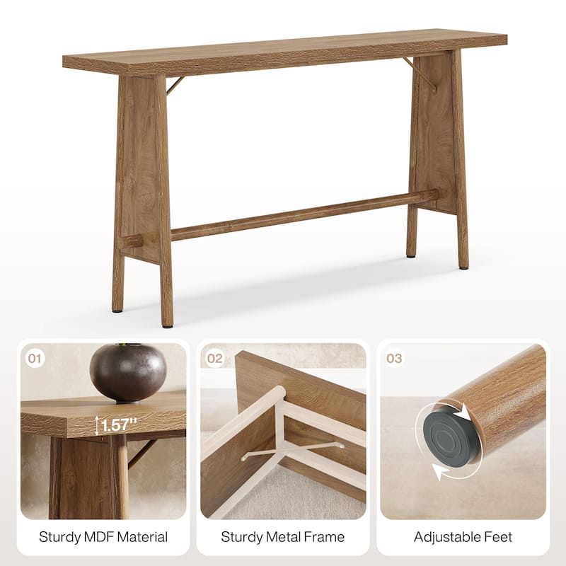 63" Long Entryway Table, Modern Console Table with Metal Legs