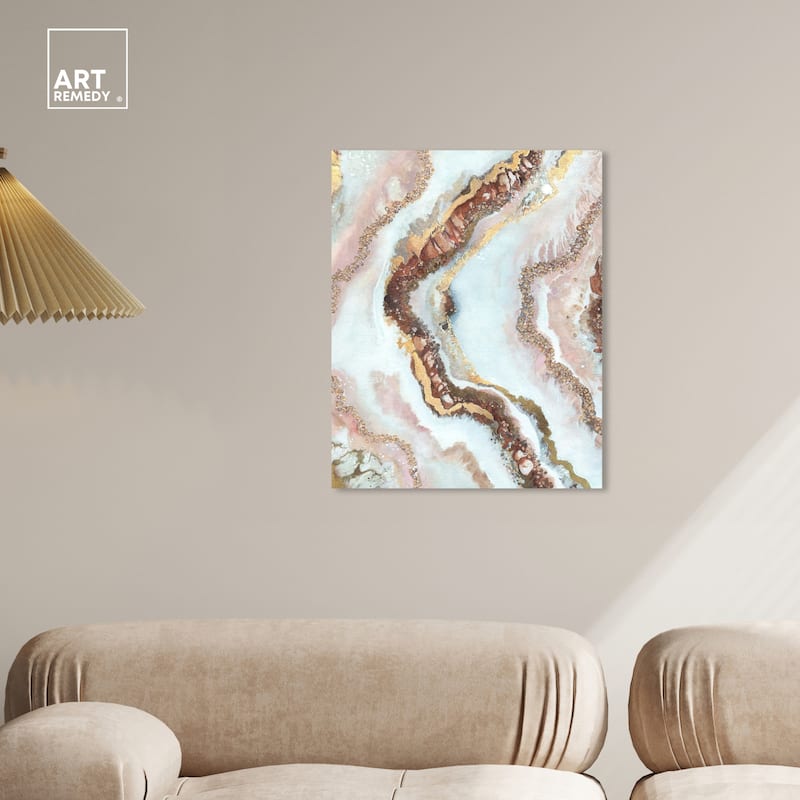 Art Remedy Blush Geode Gallery Wrapped Mineral, Agate & Geode 1 Piece Canvas Wall Art