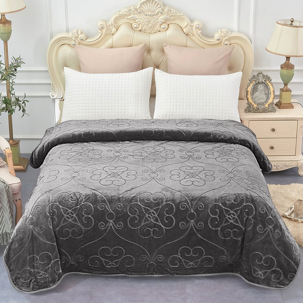 Queen Embossed Mink Flannel Blanket