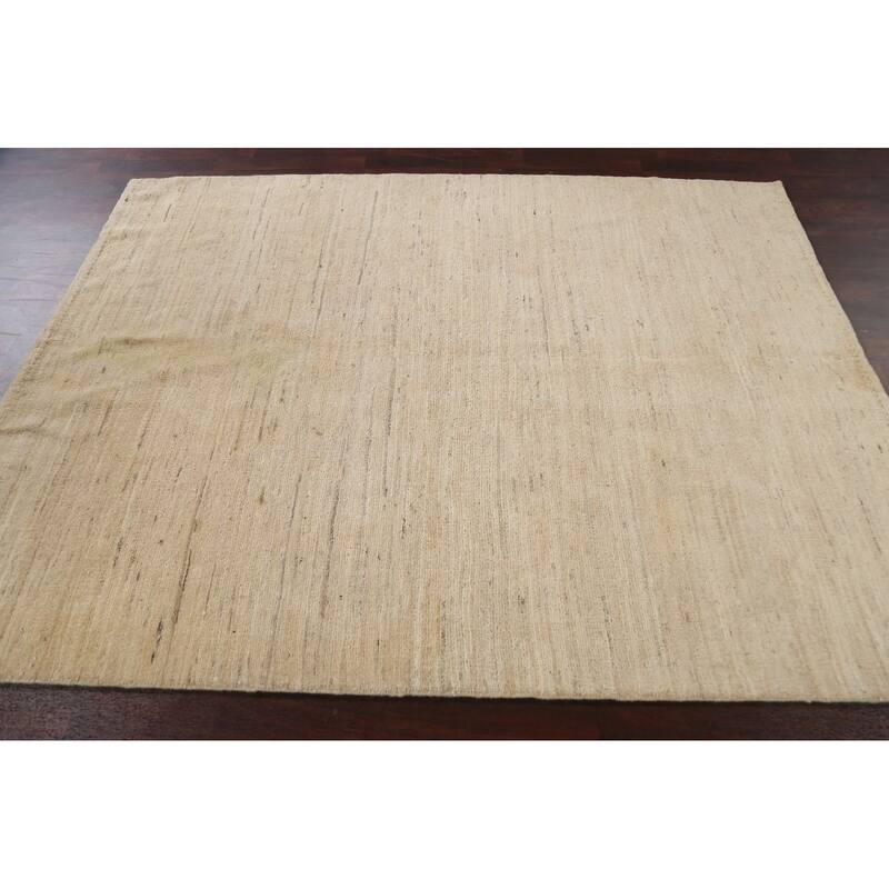 Contemporary Neutral Gabbeh Kashkoli Area Rug Hand-knotted Wool Carpet - 5'9" x 7'7"