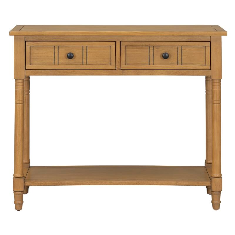 Daisy Carved-Leg Console Table with Dual Drawers & Display Shelf by Harper&Bright Designs