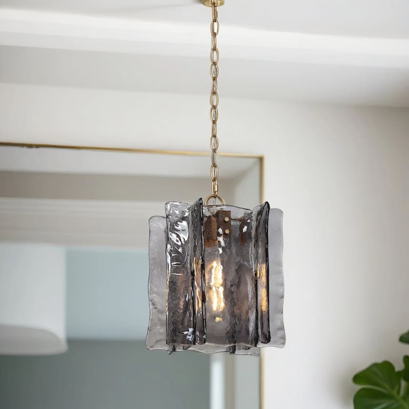 Kasy Modern 1-Light Textured Glass Pendant Light Unique Kitchen Island Light