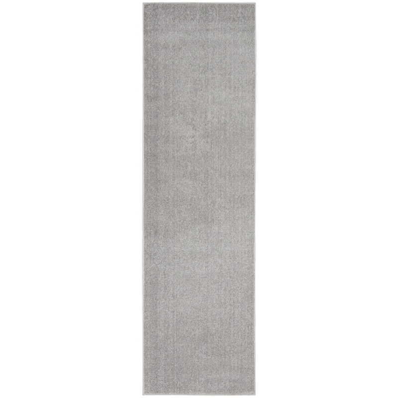 Nourison Essentials Solid Contemporary Indoor/Outdoor Area Rug - 10' Runner - Silver