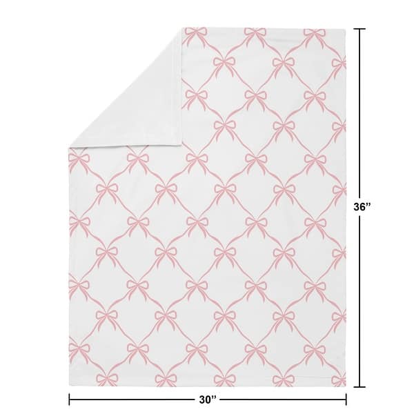 Sweet Jojo Designs Pink Bows Girl Baby Receiving Security Swaddle Blanket - Bow for Ballerina Ballet Dancer Princess Collection