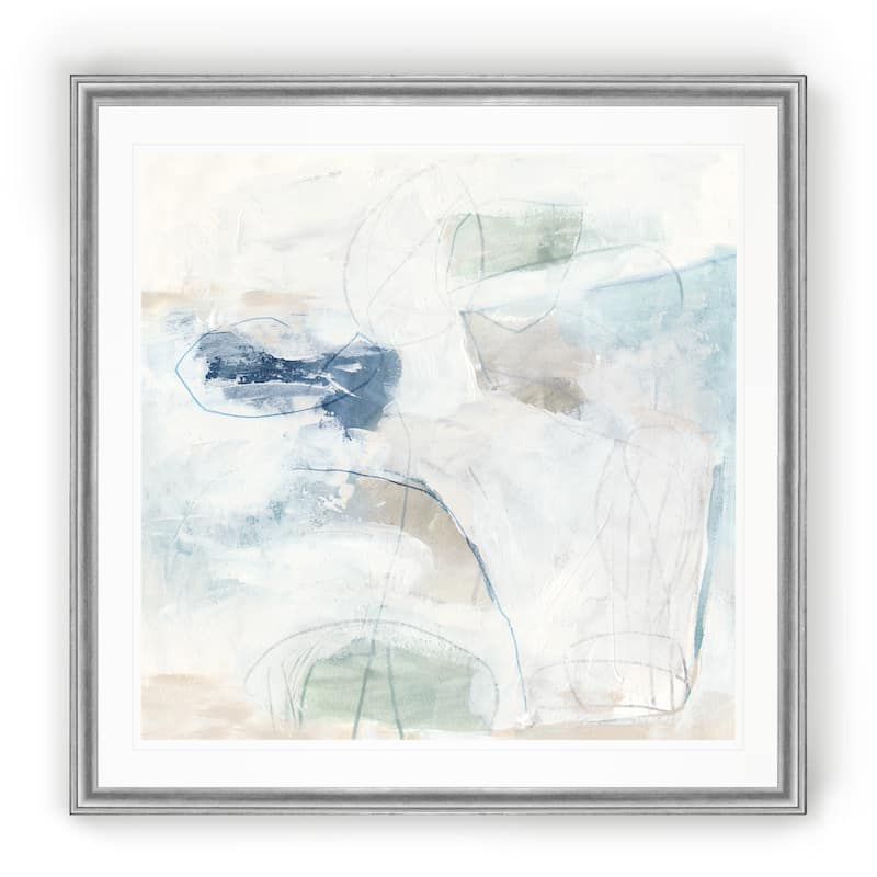 Pebble Coast I -Black Framed Print - 26 X 26 Silver
