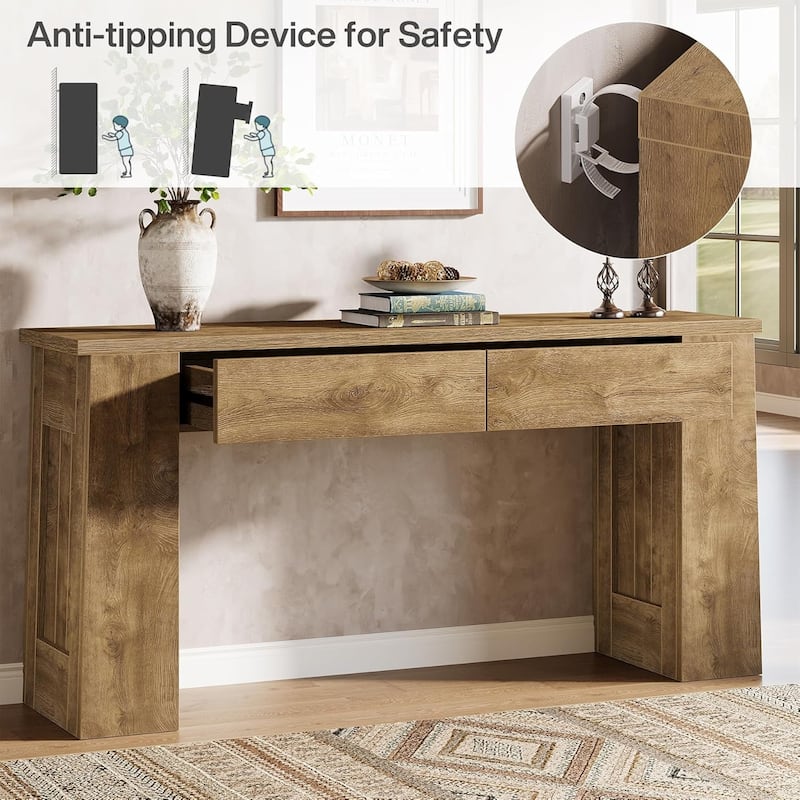 63-Inch Console Table with 2 Drawers, Modern Long Entryway Sofa Table for Hallway - 63" L x 11.8" W x 31.5" H