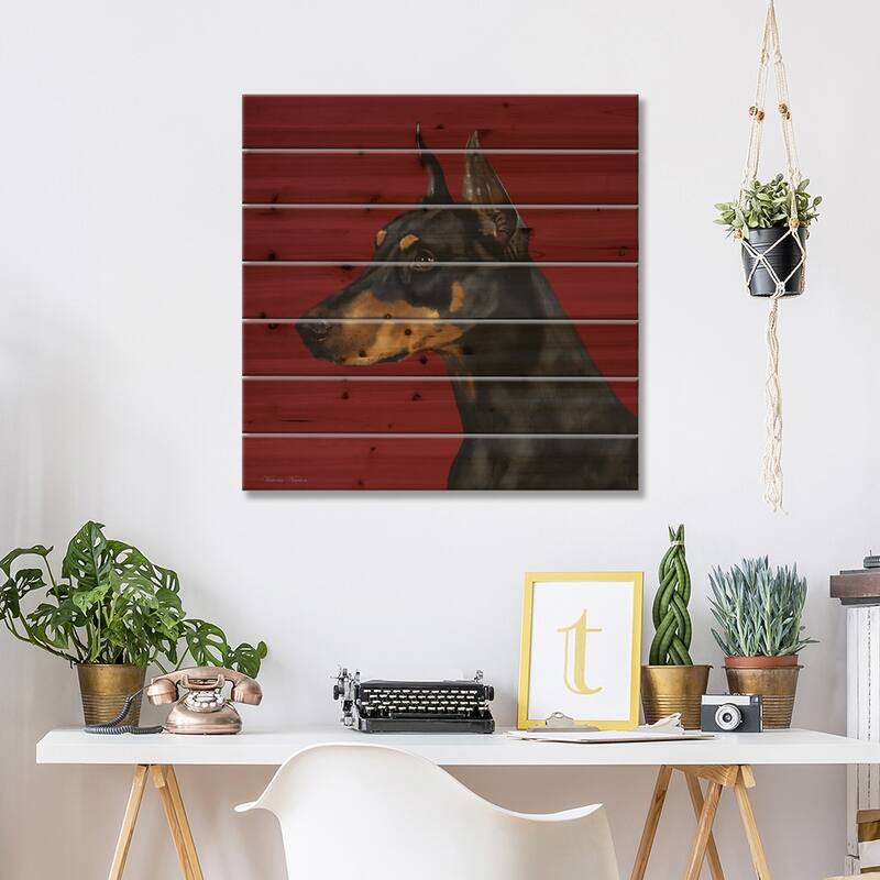 Doberman Print On Wood by Vicki Newton - Multi-Color