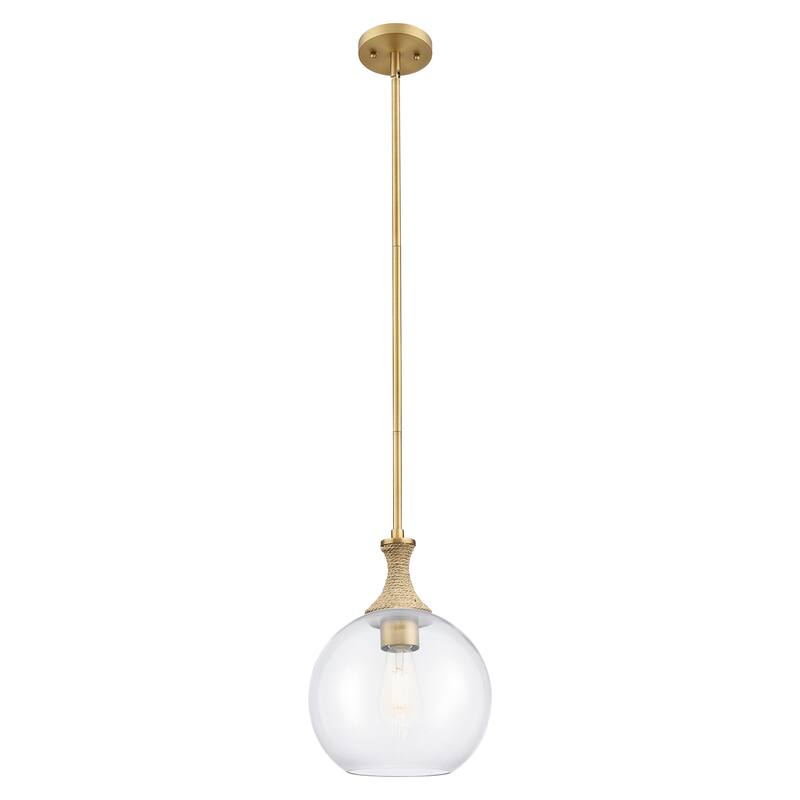 Innovations Lighting Downtown Urban - Astor - 1 Light 10" Rope Detailed Stem Hung Mini Pendant - Brushed Brass/Clear Shade