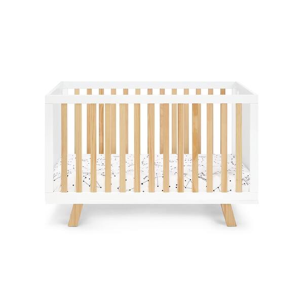 slide 2 of 6, Modern Design White/Natural 3-in-1 Convertible Adjustable Crib