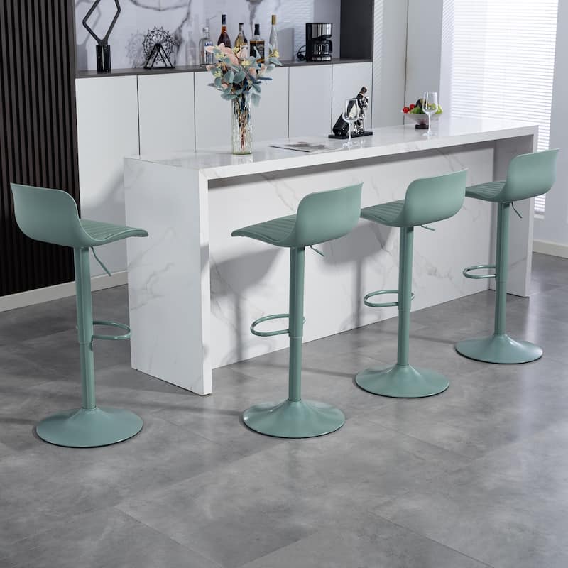 Bar Stools Set of 2 - Modern PU Leather Counter Height Barstools with Back, Height Adjustable Swivel Kitchen Island Chairs