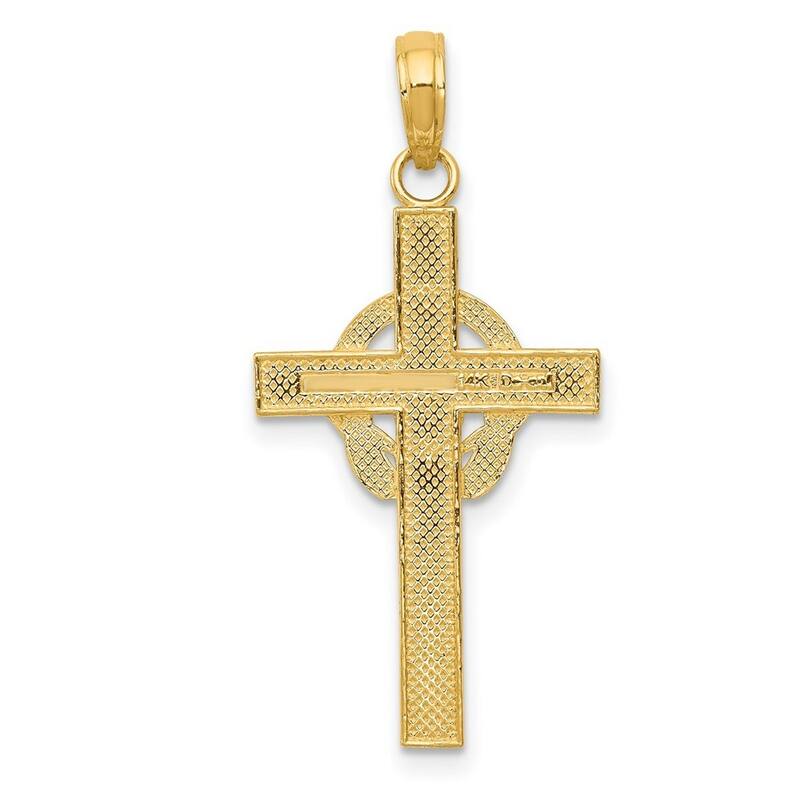 Curata 14k Yellow Gold Solid 18" 24x15mm Irish Claddagh Celtic Cross Necklace