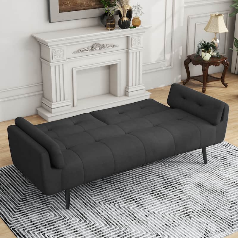 75" Convertible Sleeper Futon Sofa Bed With Adjustable Tufted Back