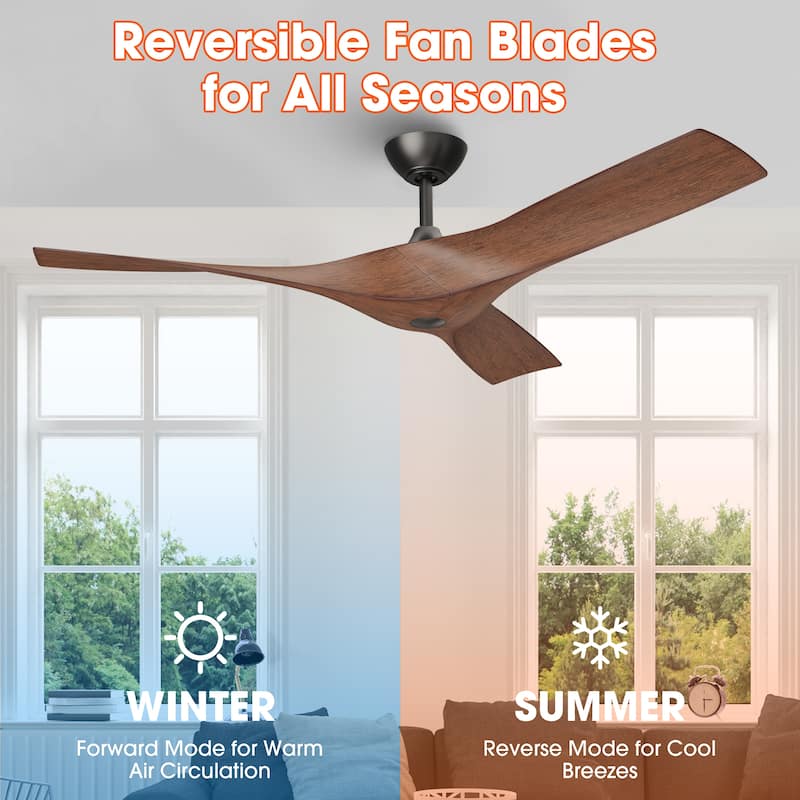52" Black/ Brown Modern Downrod Ceiling Fan with Remote Control