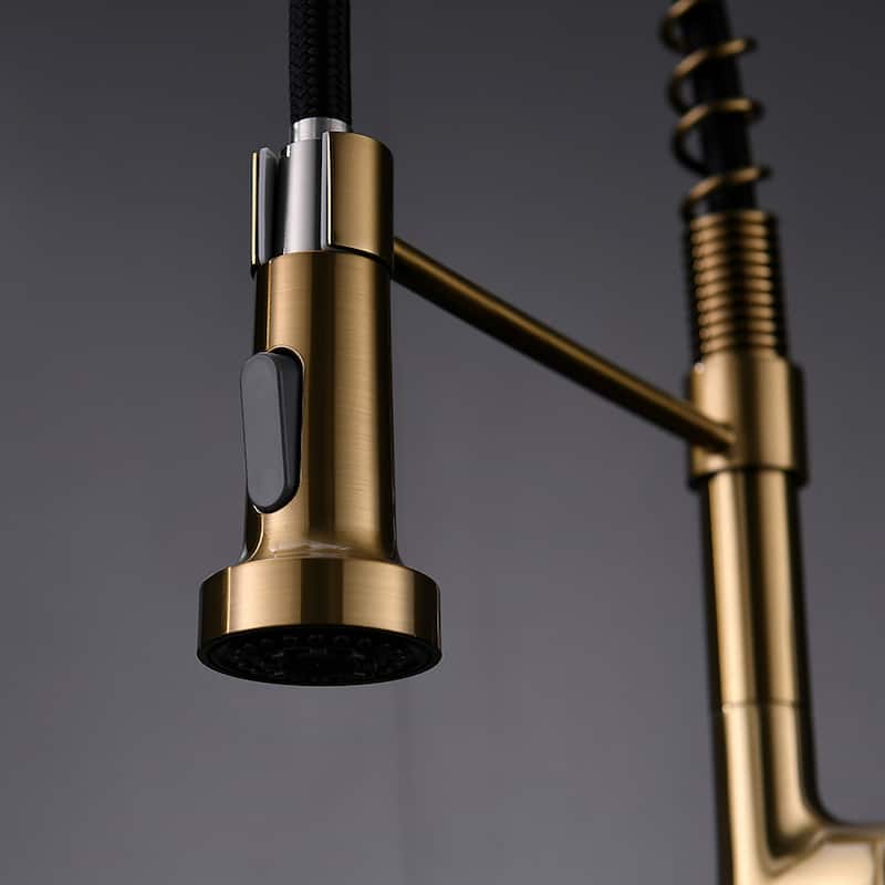 Pull Down Sprayer Kitchen Sink Faucet with LED Light - 8''W x 16.1''H