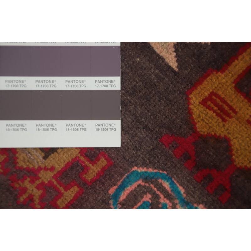 Hand Knotted Oriental 100% Wool Carpet Traditional Tribal Greys & Charcoal Meshkin Runner Rug - 9' 8'' X 4' 0''