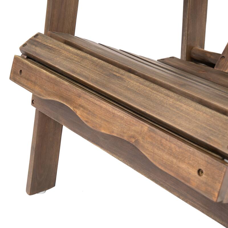 Rustic Acacia Wood Foldable Adirondack Chairs with Footrest