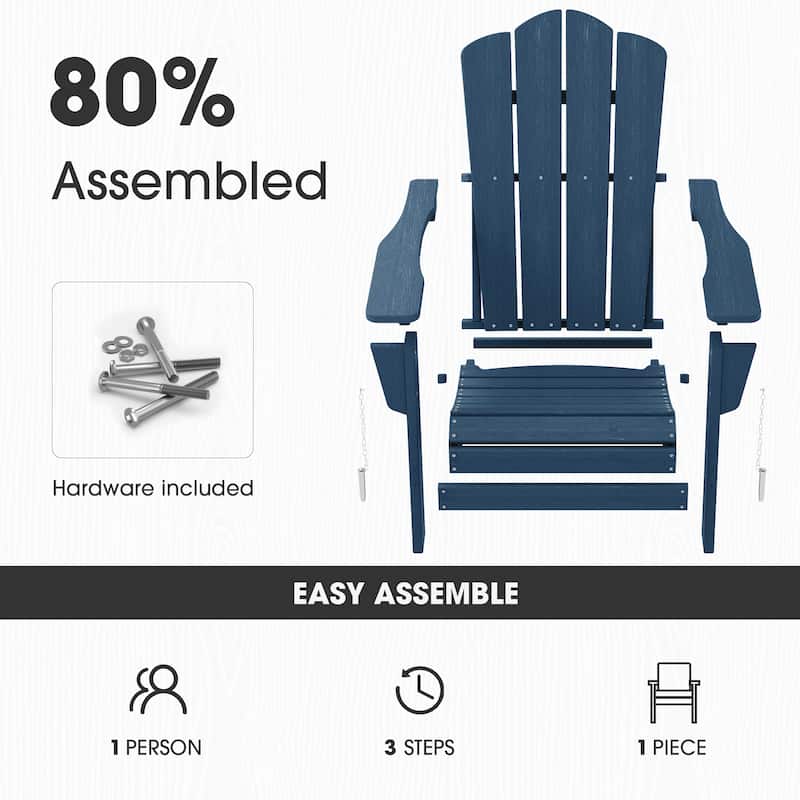 Outdoor HDPE Folding Classic Adirondack Chair All-Weather
