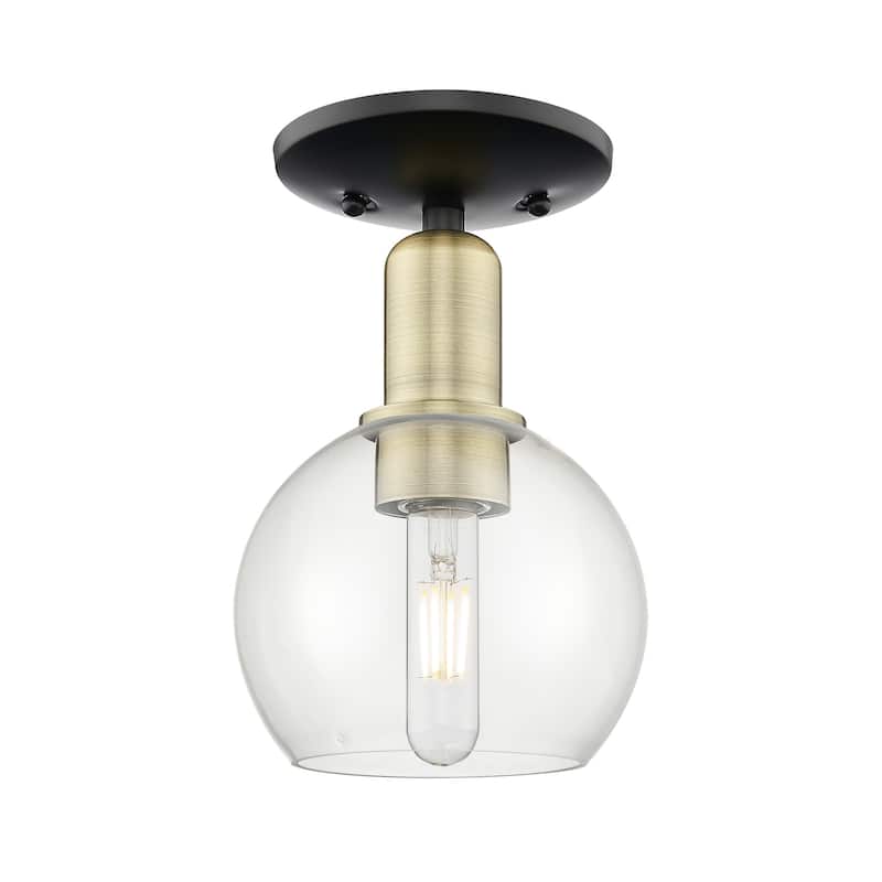 Innovations Lighting 716-1C-10-6 Athens Semi-Flush Athens 6" Wide - Black Antique Brass / Clear