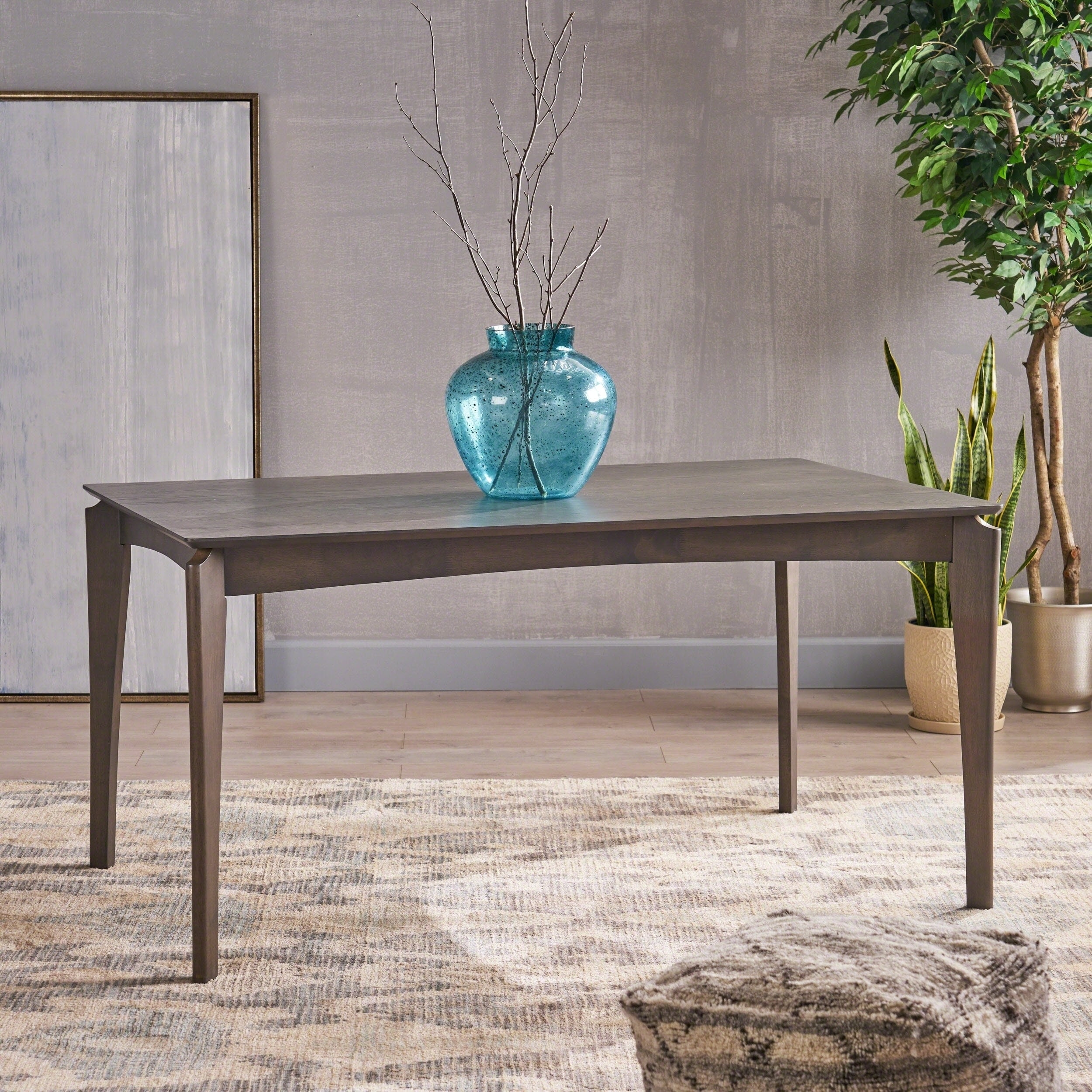 Wren Mid-Century 6-Seater Rubberwood Dining Table with Walnut Veneer by Christopher Knight Home - Natural Walnut