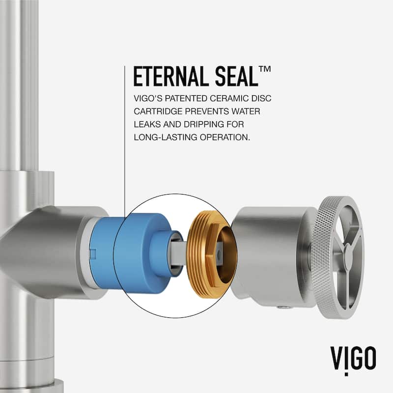 VIGO Cass Industrial 14" H Single Handle Kitchen Bar Faucet