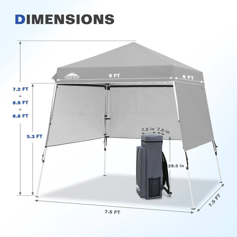 EAGLE PEAK Day Tripper 8x8 Aluminum Super-Lightweight Slant Leg Pop Up Canopy with 3 Removable Walls, Blue