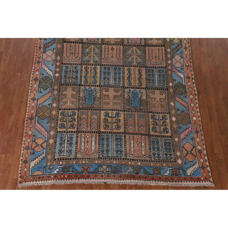 Garden Design Bakhtiari Persian Vintage Rug Handmade Wool Carpet - 6'4"x 9'5"