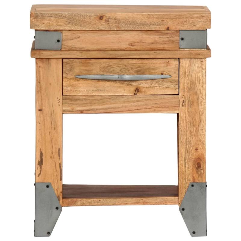 vidaXL Nightstand Storage Cabinet Bedside Table with Drawer Solid Wood Acacia