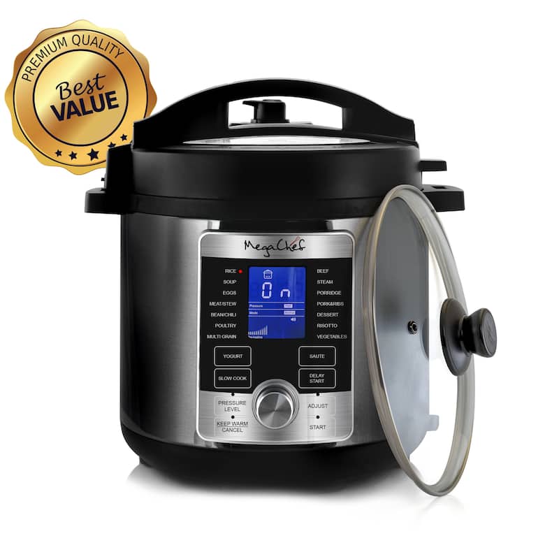 Countertop Electric 6 Quart Capacity Digital Silver Pressure Cooker with Auto Shut-Off