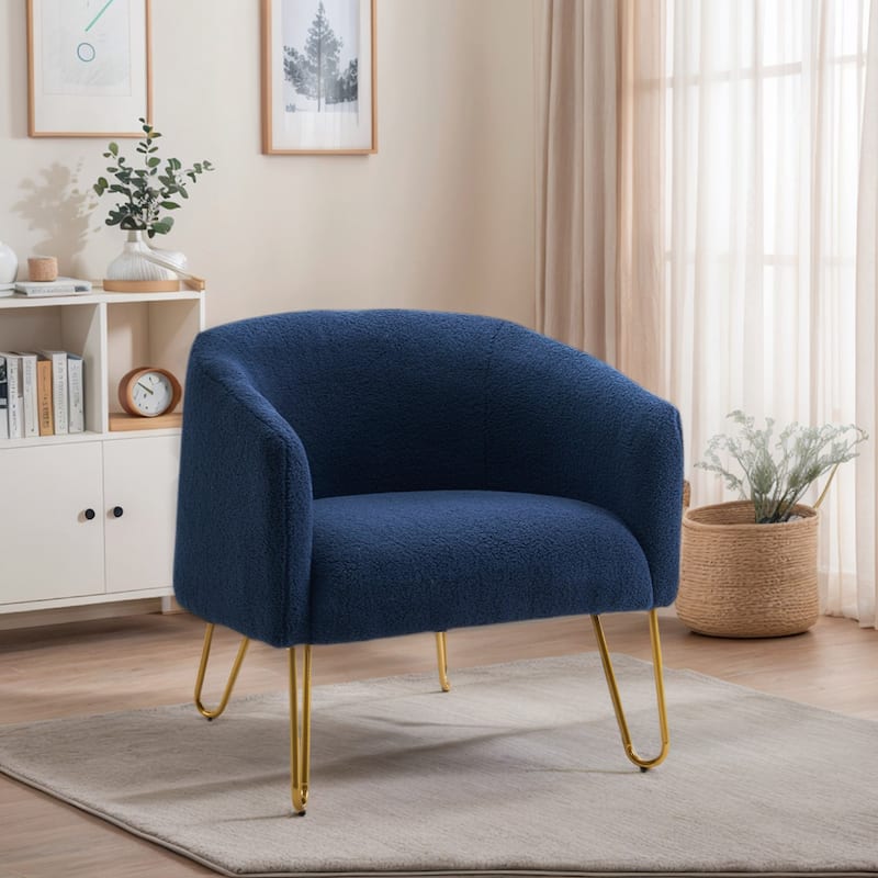 Modern Lite Luxury Gold Legged Accent Chair Versatile Pick for Living Room Bedroom​ - Blue