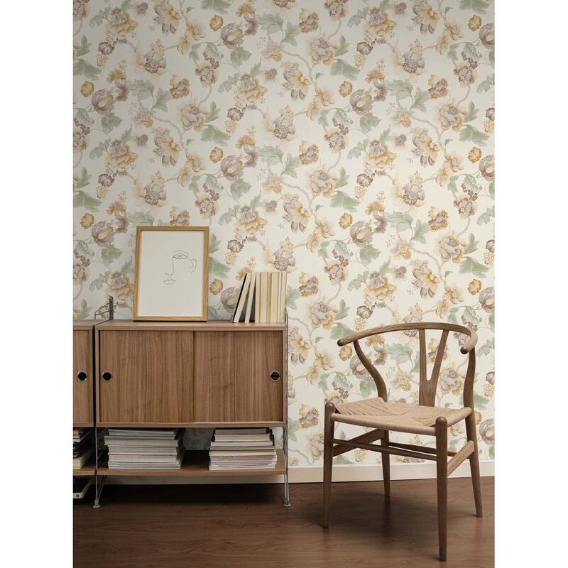 Seabrook Designs Clancy Floral Branch Unpasted Wallpaper - 20.5 in. W x 33 ft. L