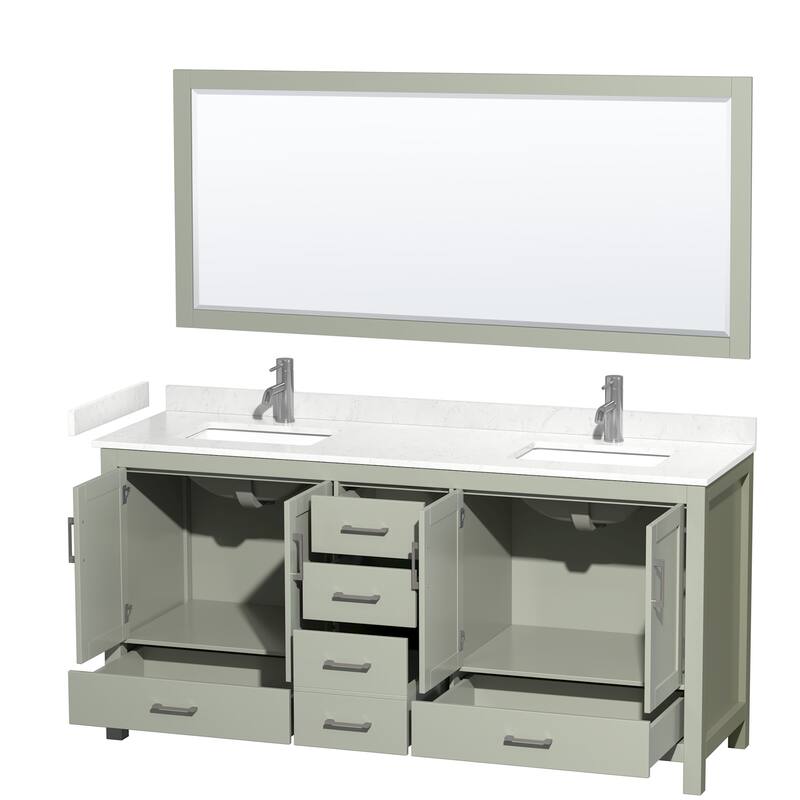 Wyndham Collection Sheffield 72" Double Bathroom Vanity, Carrara