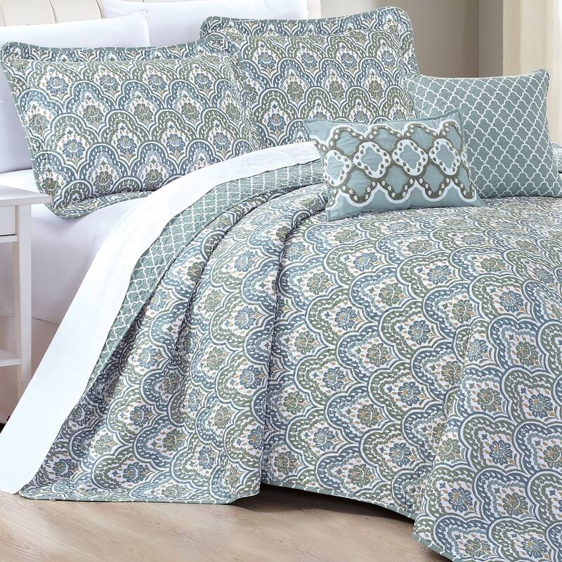 Serenta 5 Piece Printed Microfiber Mini Tivoli Quilt Set - King