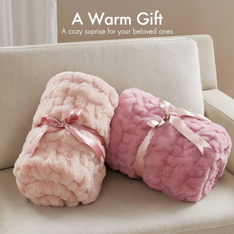 Madison Park Ruched Fur Throw