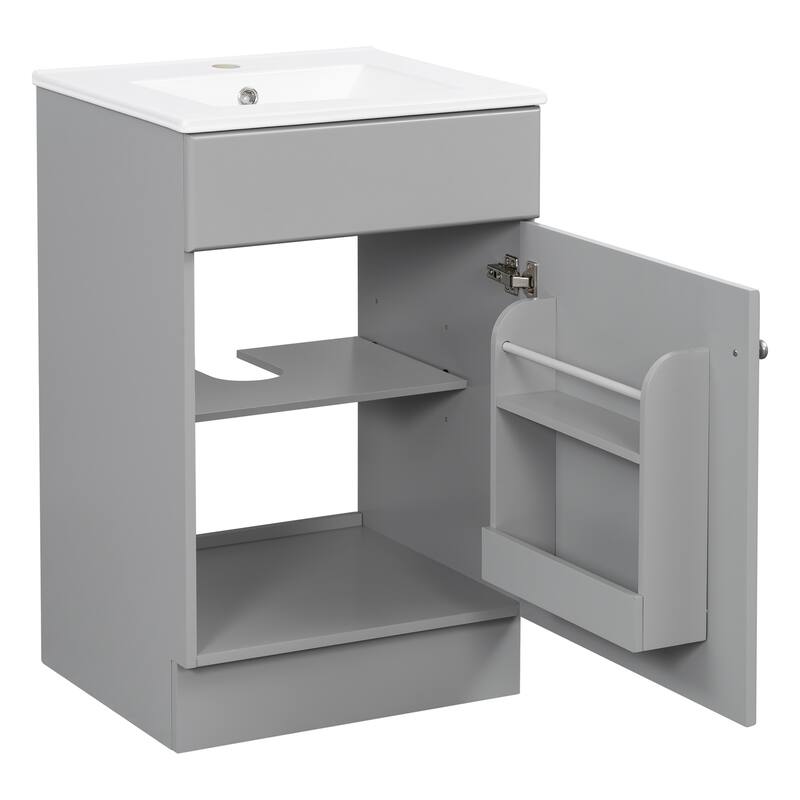 20" Bathroom Vanity with Sink, Vanity Cabinet with Door Shelf and Adjustable Shelf