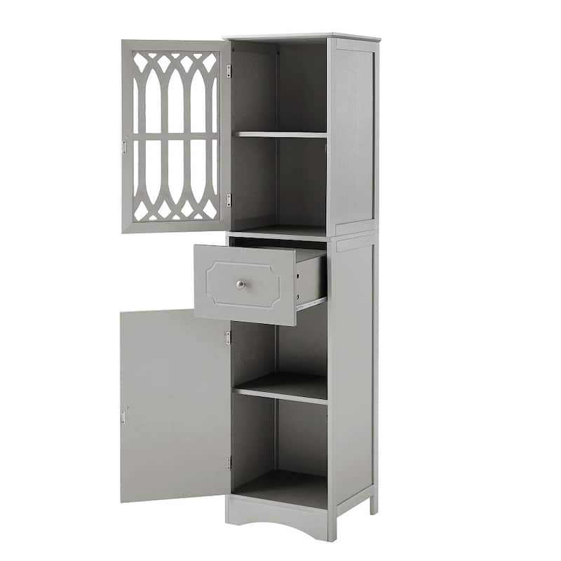 Tall Bathroom Cabinet,with Drawer and Doors,Adjustable Shelf