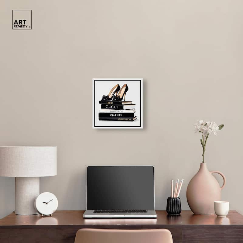 Ink Books and Heels Canvas by Art Remedy, Gallery Wrapped
