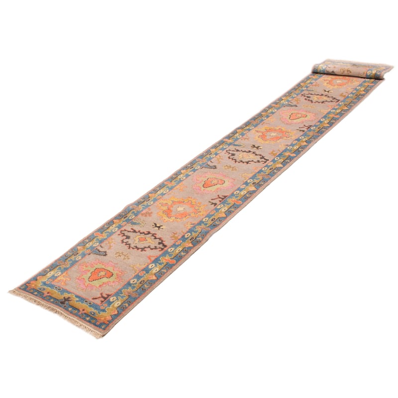 ECARPETGALLERY Hand-knotted Modern Oushak Taupe Wool Rug - 2'5 x 23'5