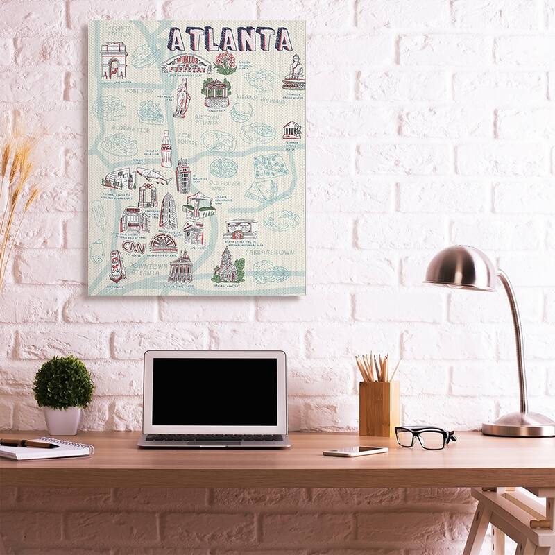 Stupell Atlanta Georgia Destination Map City Landmarks Canvas Wall Art Design By Ziwei Li
