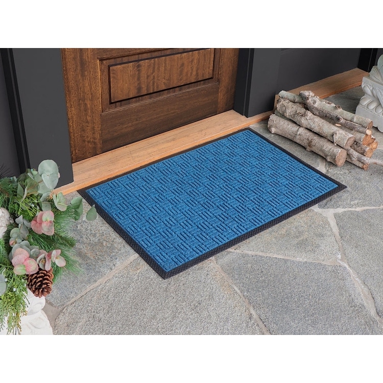 Blue Anti-Slip Rubber Back Heavy-Duty Plain Doormat Dirt Barrier Mat 9 sizes 