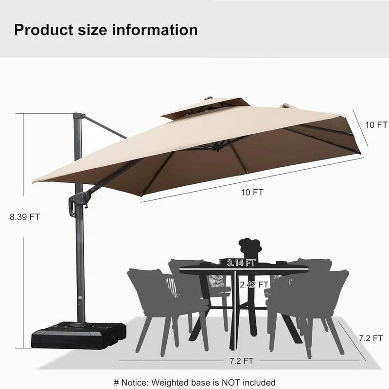 PURPLE LEAF Patio Cantilever Umbrella with 360 Degree Rotation
