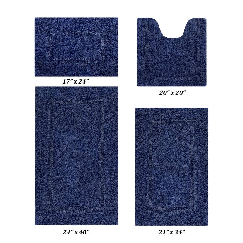 Better Trends Bath Rugs 100% Cotton Reversible Highly Water Absorbent Bathroom Rug for Shower, Sink, Bath Mats - Lux Collection