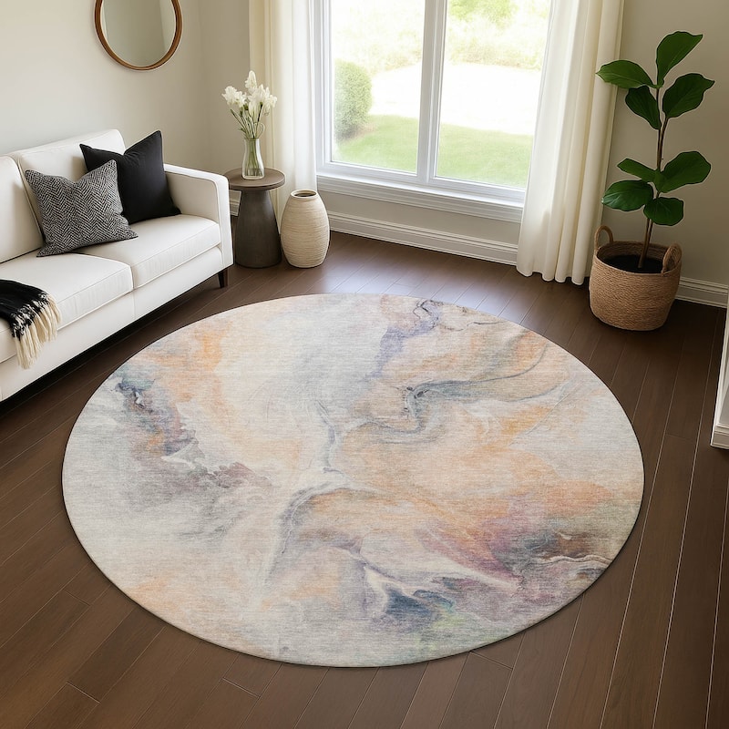 Premium Washable Super Soft Abstract Modern Mayfield Rug - Linen - 8' x 8'
