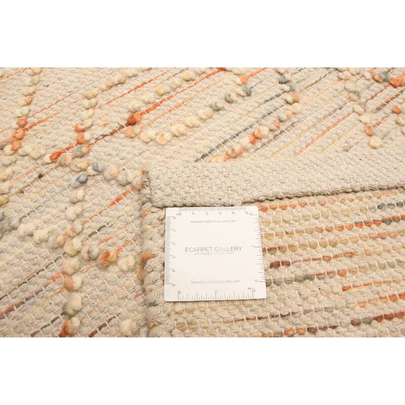 ECARPETGALLERY Braid weave Sienna Beige Wool Rug - 5'1 x 7'11