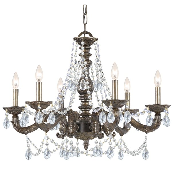 slide 1 of 1, Paris Market 6 Light Clear Crystal Bronze Chandelier - 28'' W x 22'' H 28'' W x 22'' H