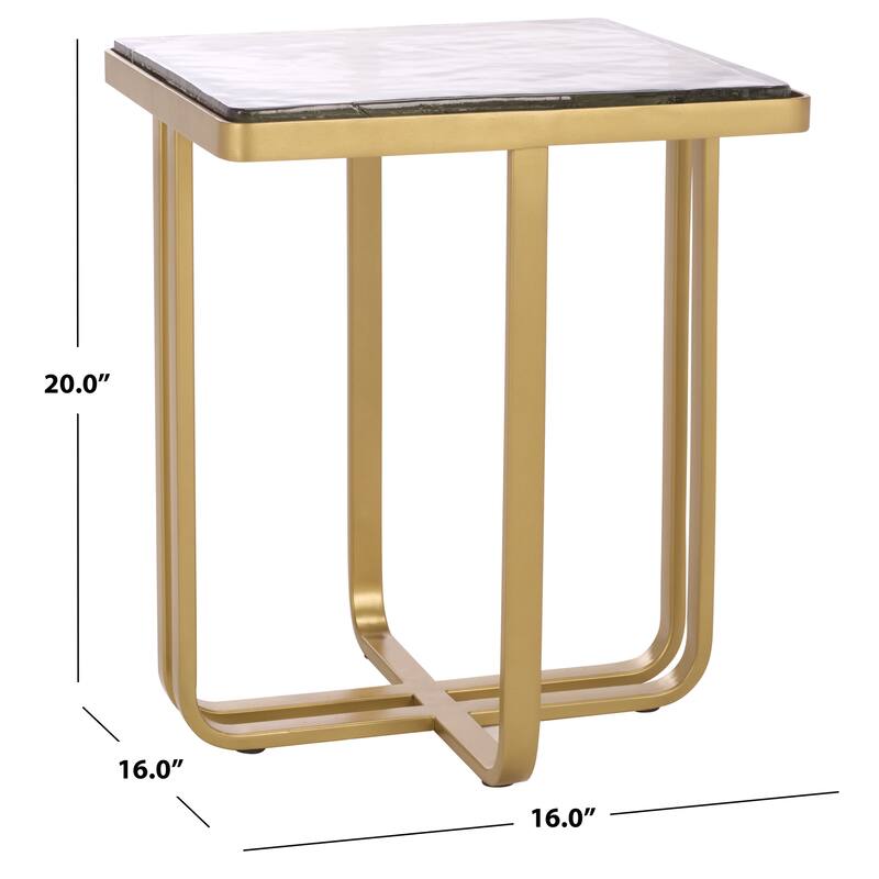 SAFAVIEH Couture Dominic Glass Top Accent Table - 16"W x 16"D x 20"H