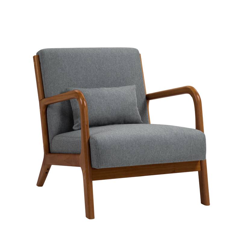 Mid Century Solid Wood Upholstered Accent Chair
