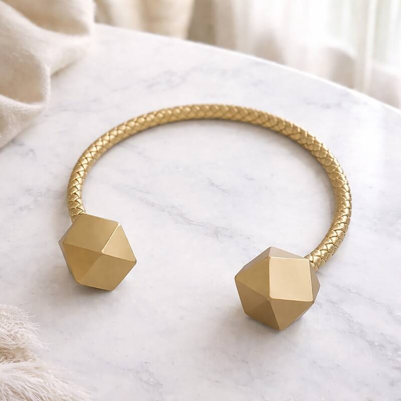 Pure Solid Color Tieback Wooden Tips Faux Leather Covering - 13"L x 1.4"W x 1.4"D