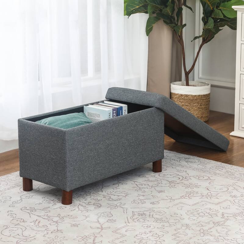Adeco 30 Inches Storage Ottoman Bench for Living Room