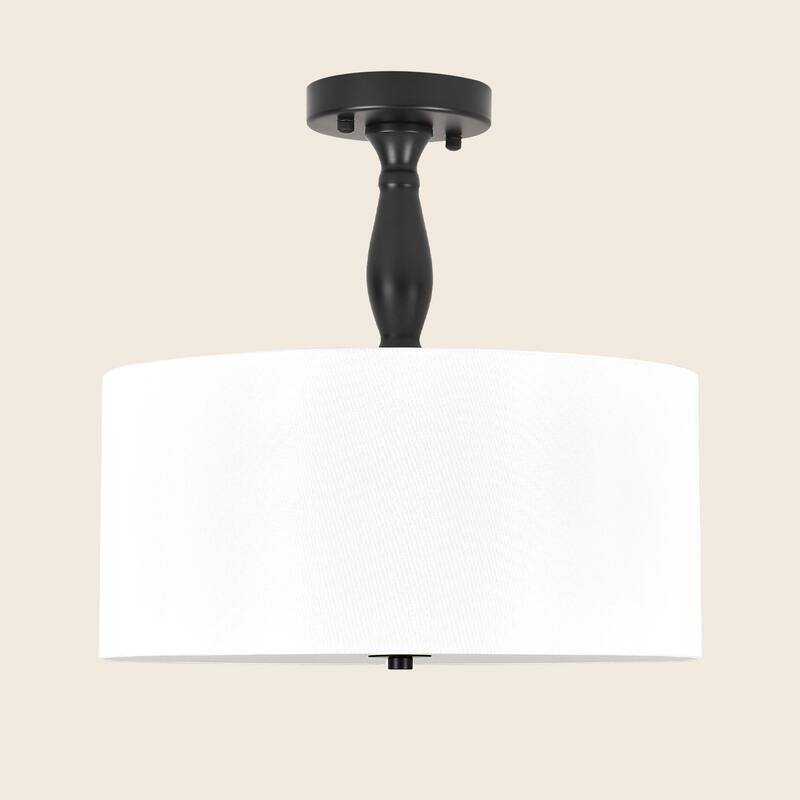 3-light Fabric Semi Flush Mount Light - Natural