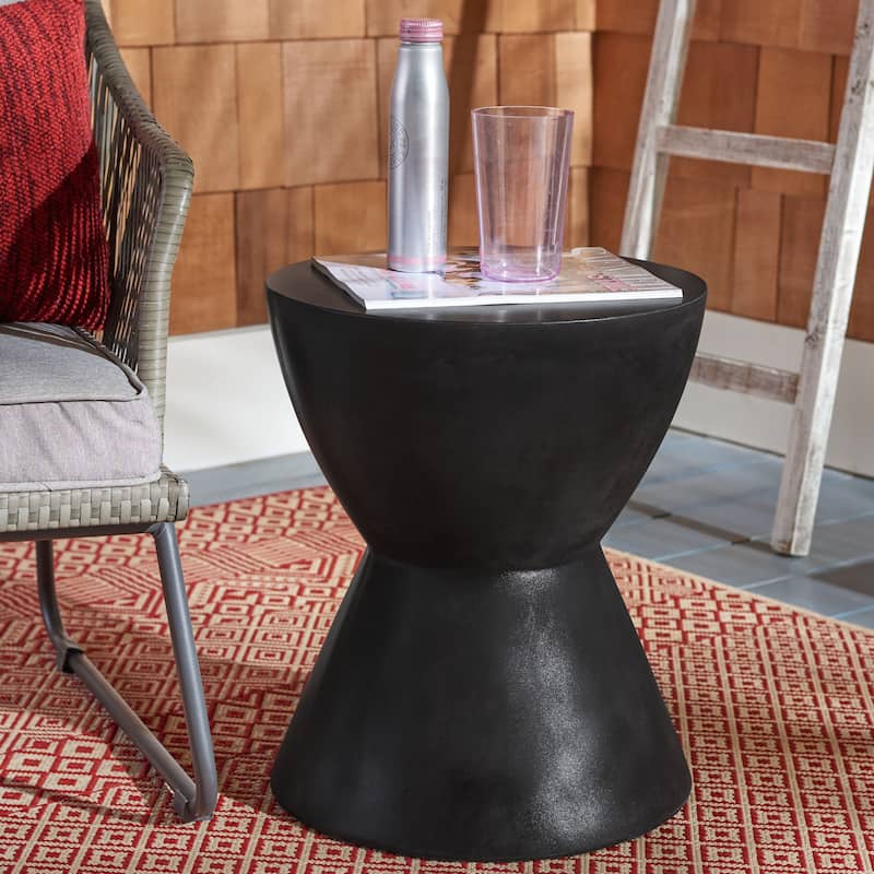 SAFAVIEH Elektra Indoor/ Outdoor Modern Black Concrete Round Accent Table - 14.9" W x 14.9" L x 17.7" H - 15Wx15Dx18H
